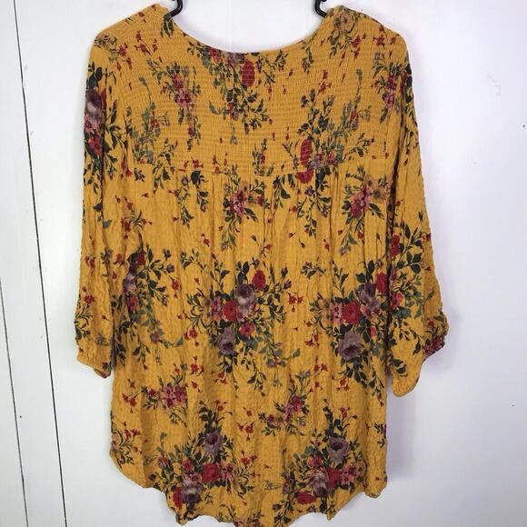 Torrid Top Womens Size 2X Smocked Gauze Floral Tunic Colorful Boho Stretch - Picture 2 of 8